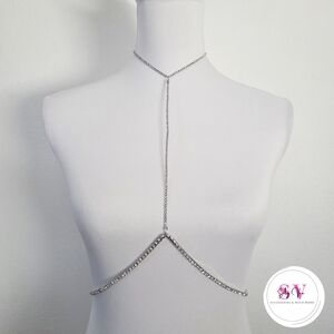 Silver rhinestone body chain